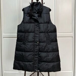 Women's Long Black Puffer Vest
